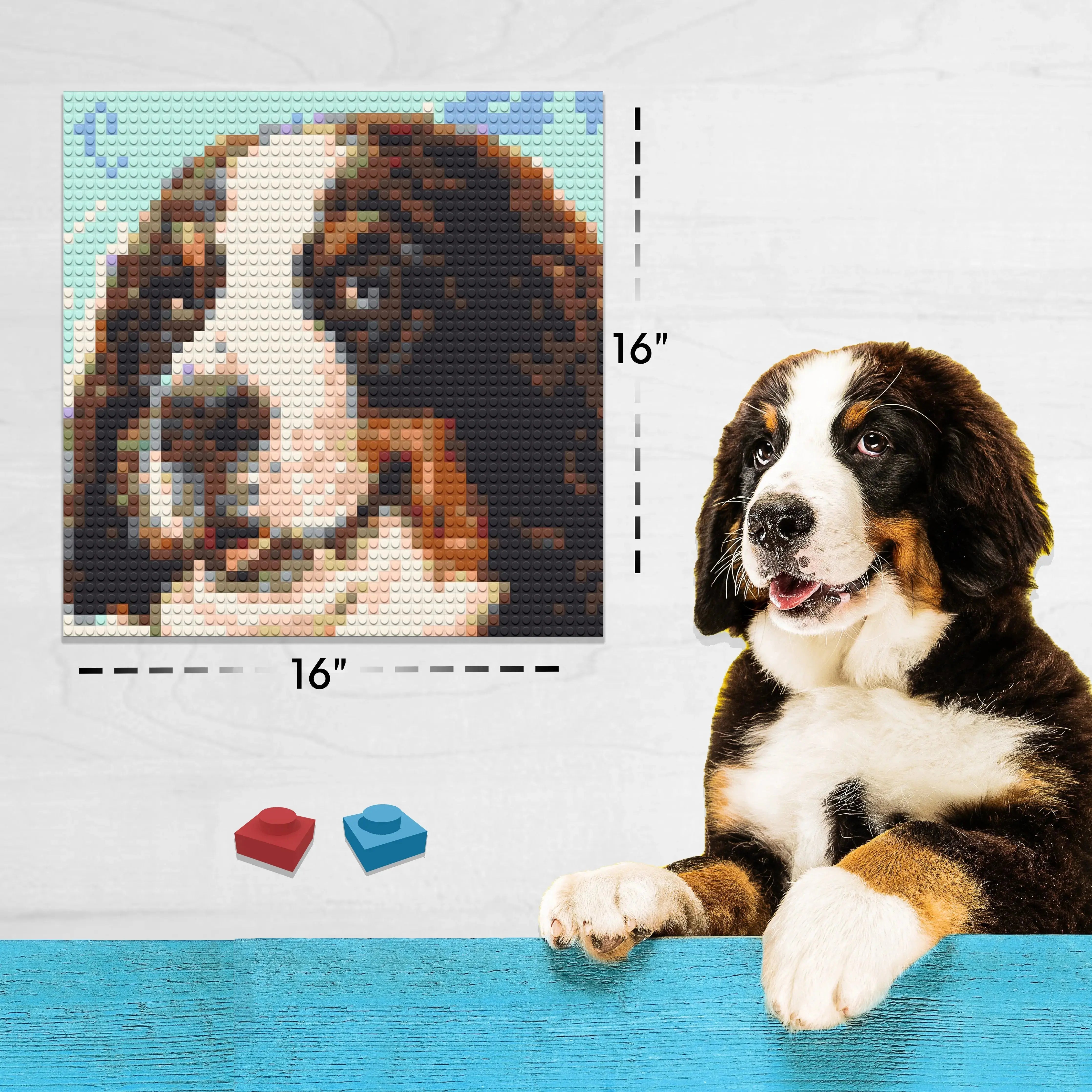 Custom Bricked Mosaic Portrait 16x16" - Memobrick