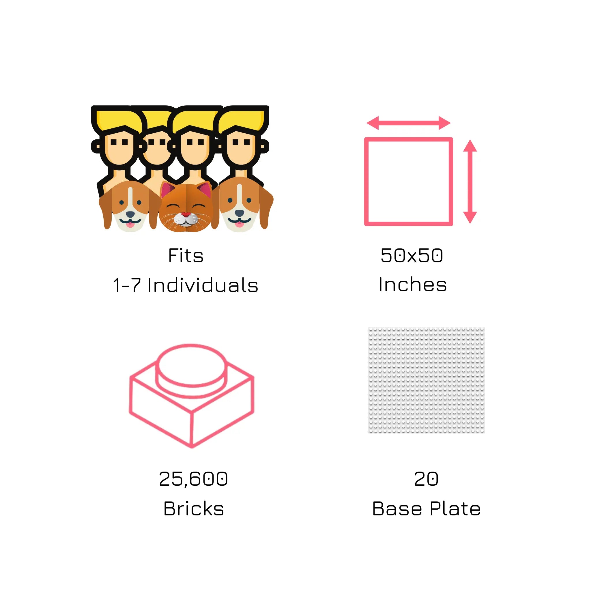 Custom Bricked Mosaic Portrait 50x50" - Memobrick