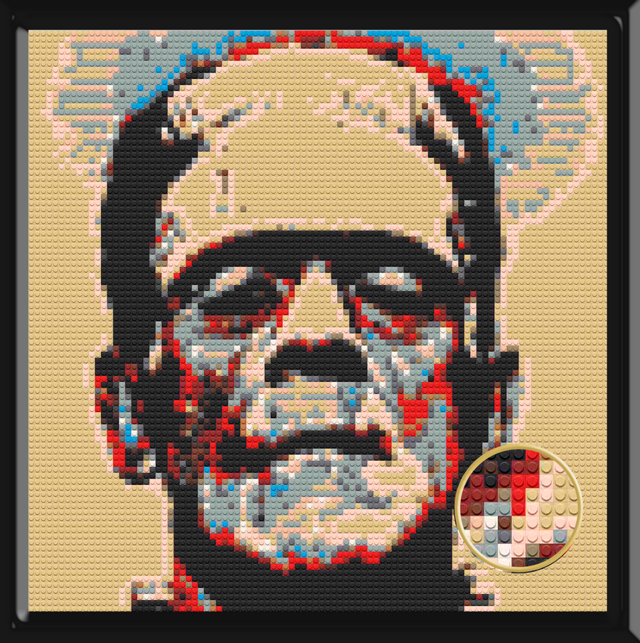 Frankenstein Art Piece Home Wall Decor Bricked Mosaic Portrait 30x30