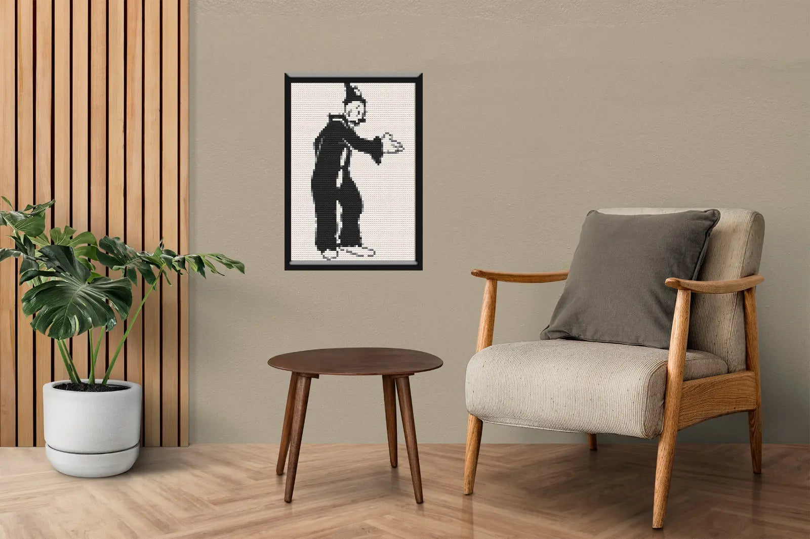 Koko the Clown Art Piece Home Wall Decor Bricked Mosaic Portrait 20x30" - Memobrick