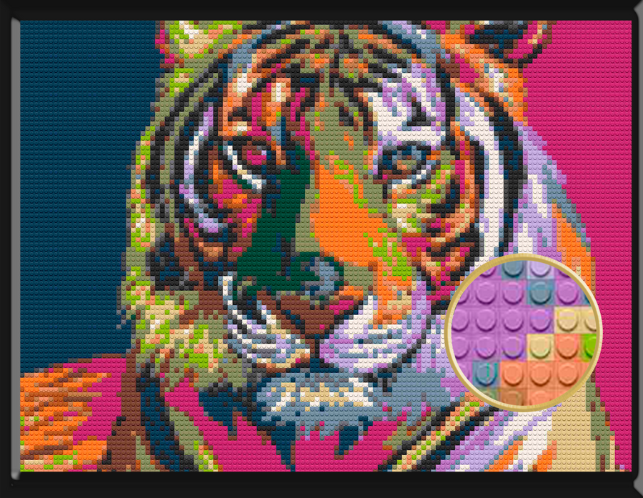 Lion King of the Jungle Art Piece Home Wall Decor Bricked Mosaic Portrait 40x30