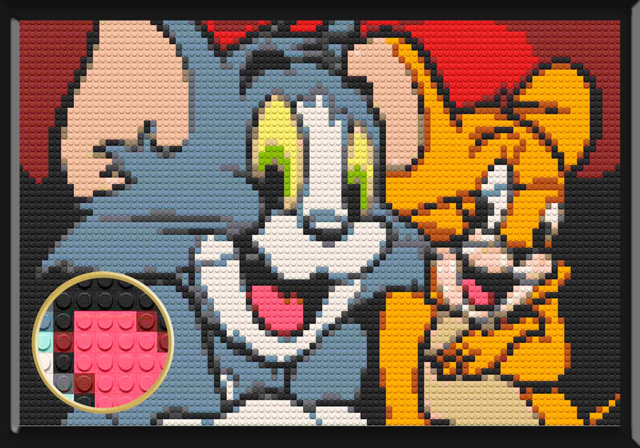 Tom And Jerry Home Decor Bricked Mosaic Portrait 20x30'' Memobrick