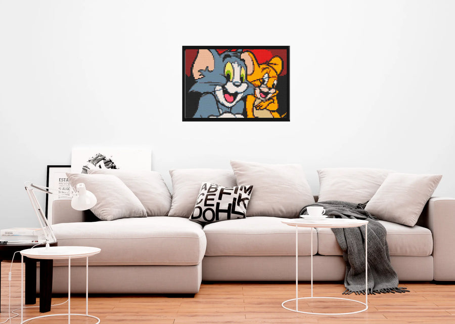 Tom And Jerry Home Decor Bricked Mosaic Portrait 20x30'' Memobrick